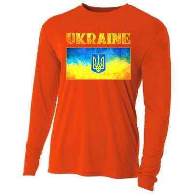 I Stand With Ukraine Gift Ukrainian Flag Ukraine Cool Gift Cooling Performance Long Sleeve Crew