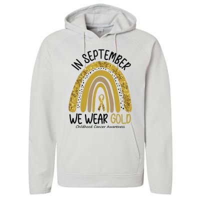 In September We Wear Gold Childhood Cancer Awareness Rainbow Performance Fleece Hoodie