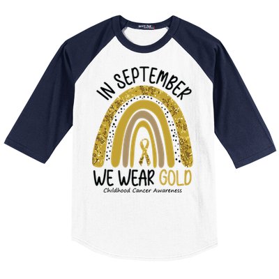 In September We Wear Gold Childhood Cancer Awareness Rainbow Baseball Sleeve Shirt