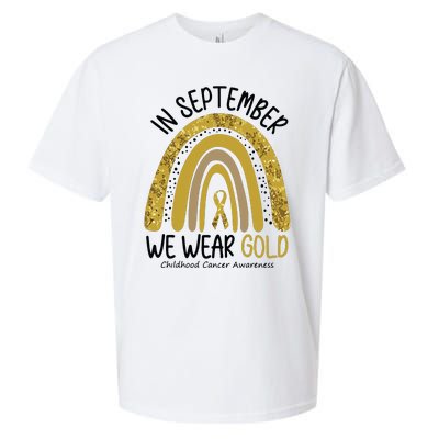 In September We Wear Gold Childhood Cancer Awareness Rainbow Sueded Cloud Jersey T-Shirt