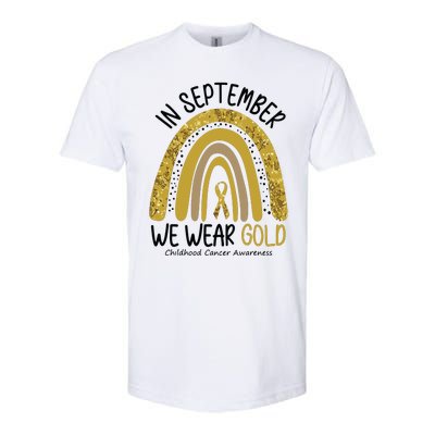 In September We Wear Gold Childhood Cancer Awareness Rainbow Softstyle CVC T-Shirt