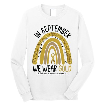 In September We Wear Gold Childhood Cancer Awareness Rainbow Long Sleeve Shirt