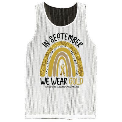 In September We Wear Gold Childhood Cancer Awareness Rainbow Mesh Reversible Basketball Jersey Tank