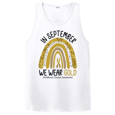 In September We Wear Gold Childhood Cancer Awareness Rainbow PosiCharge Competitor Tank