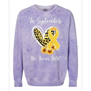 In September We Wear Gold For Childhood Cancer Awareness Colorblast Crewneck Sweatshirt