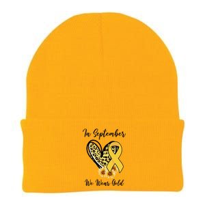 In September We Wear Gold For Childhood Cancer Awareness Knit Cap Winter Beanie