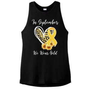 In September We Wear Gold For Childhood Cancer Awareness Ladies PosiCharge Tri-Blend Wicking Tank