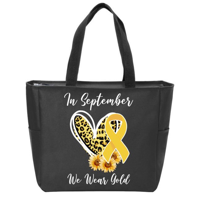 In September We Wear Gold For Childhood Cancer Awareness Zip Tote Bag