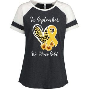 In September We Wear Gold For Childhood Cancer Awareness Enza Ladies Jersey Colorblock Tee