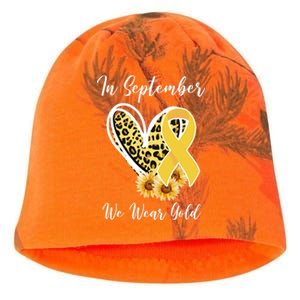 In September We Wear Gold For Childhood Cancer Awareness Kati - Camo Knit Beanie