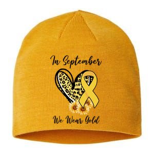 In September We Wear Gold For Childhood Cancer Awareness Sustainable Beanie