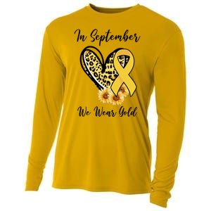 In September We Wear Gold For Childhood Cancer Awareness Cooling Performance Long Sleeve Crew