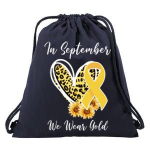 In September We Wear Gold For Childhood Cancer Awareness Drawstring Bag