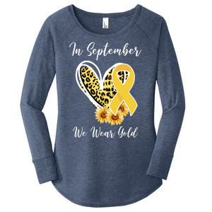 In September We Wear Gold For Childhood Cancer Awareness Women's Perfect Tri Tunic Long Sleeve Shirt