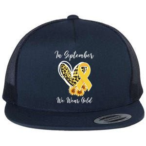 In September We Wear Gold For Childhood Cancer Awareness Flat Bill Trucker Hat