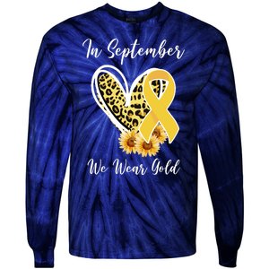 In September We Wear Gold For Childhood Cancer Awareness Tie-Dye Long Sleeve Shirt