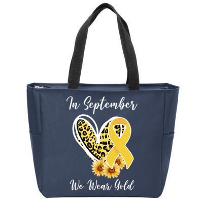 In September We Wear Gold For Childhood Cancer Awareness Zip Tote Bag