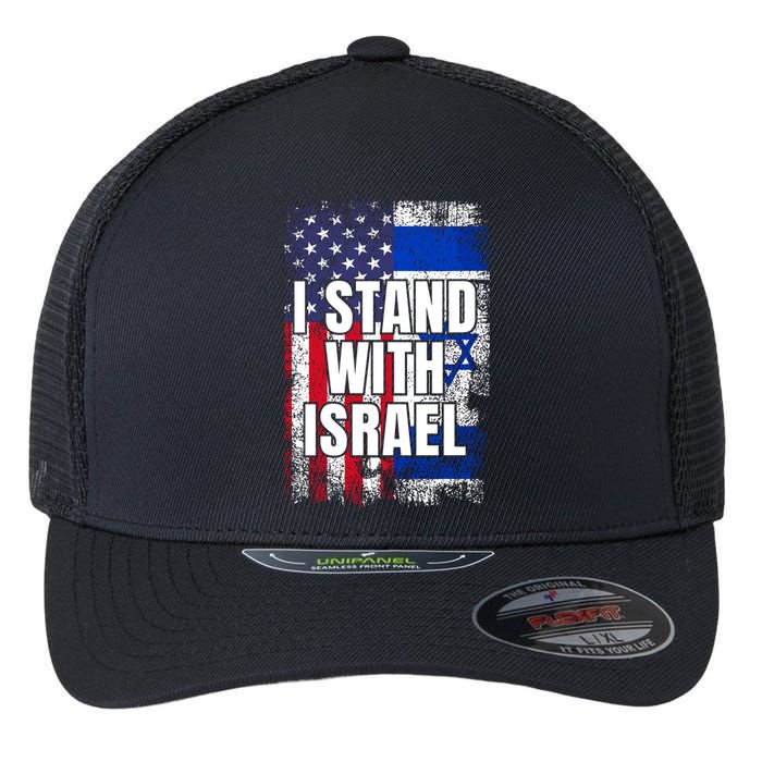 I Stand With Israel Usa Israeli Flag Flexfit Unipanel Trucker Cap