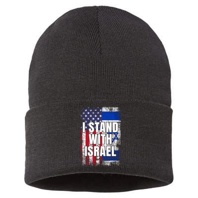 I Stand With Israel Usa Israeli Flag Sustainable Knit Beanie