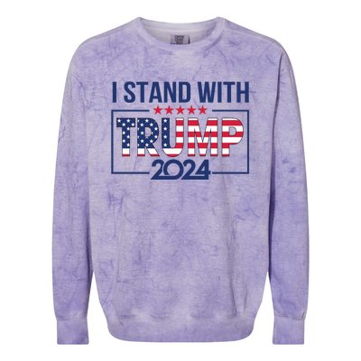 I Stand With Trump 2024 And Funny Gift Colorblast Crewneck Sweatshirt