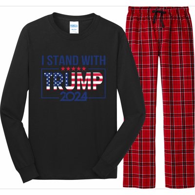 I Stand With Trump 2024 And Funny Gift Long Sleeve Pajama Set