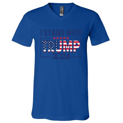 I Stand With Trump 2024 And Funny Gift V-Neck T-Shirt