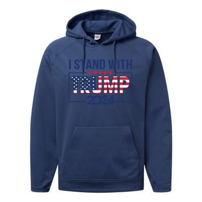 I Stand With Trump 2024 And Funny Gift Performance Fleece Hoodie