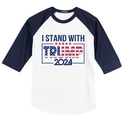 I Stand With Trump 2024 And Funny Gift Baseball Sleeve Shirt