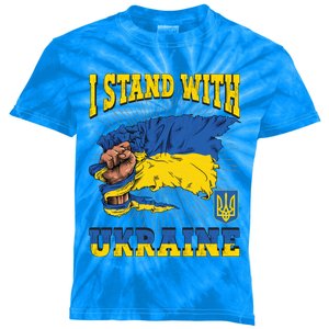 I Stand With Ukraine Ukrainian Fist Flag Gift Kids Tie-Dye T-Shirt