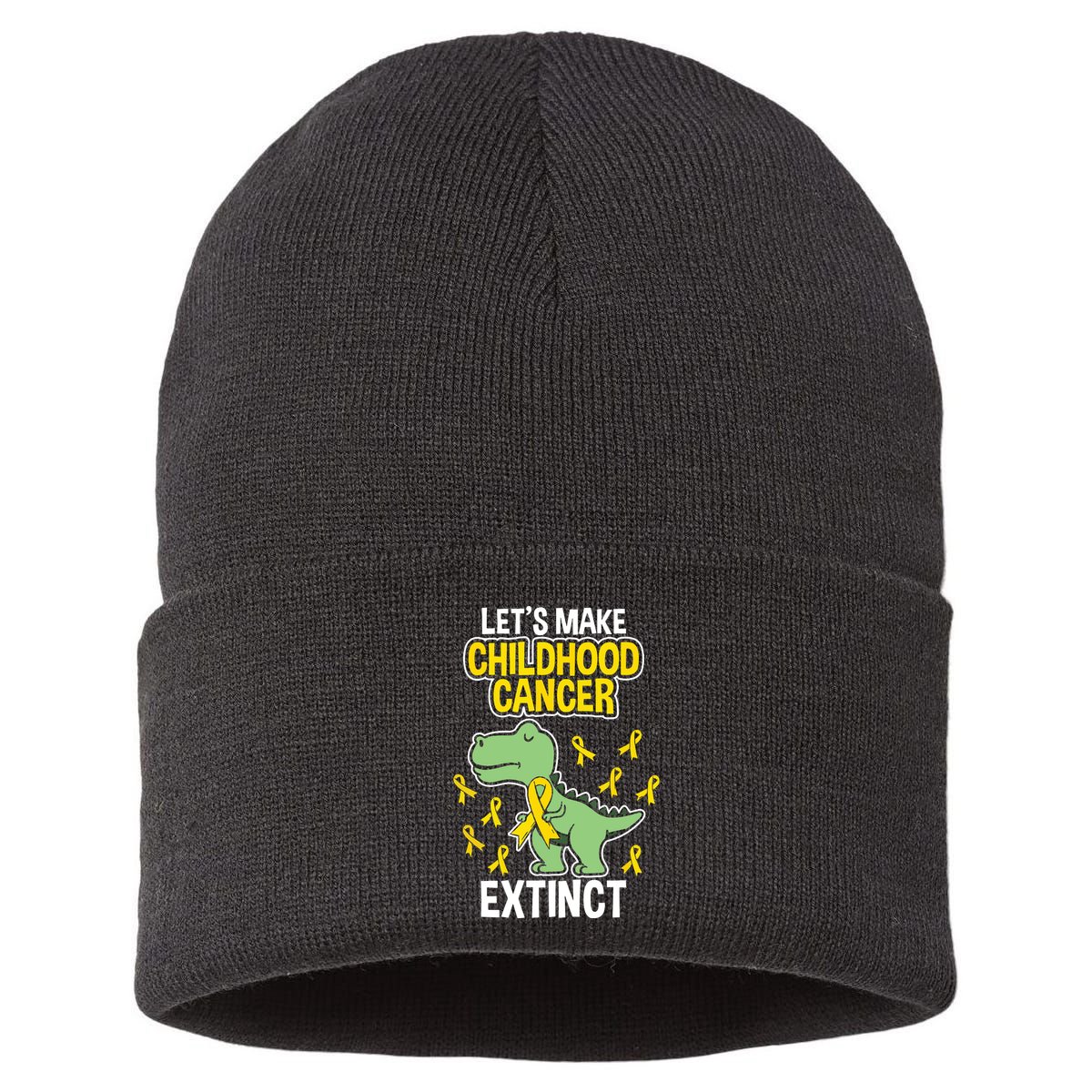 In September We Wear Gold Childhood Cancer Awareness Sustainable Knit Beanie