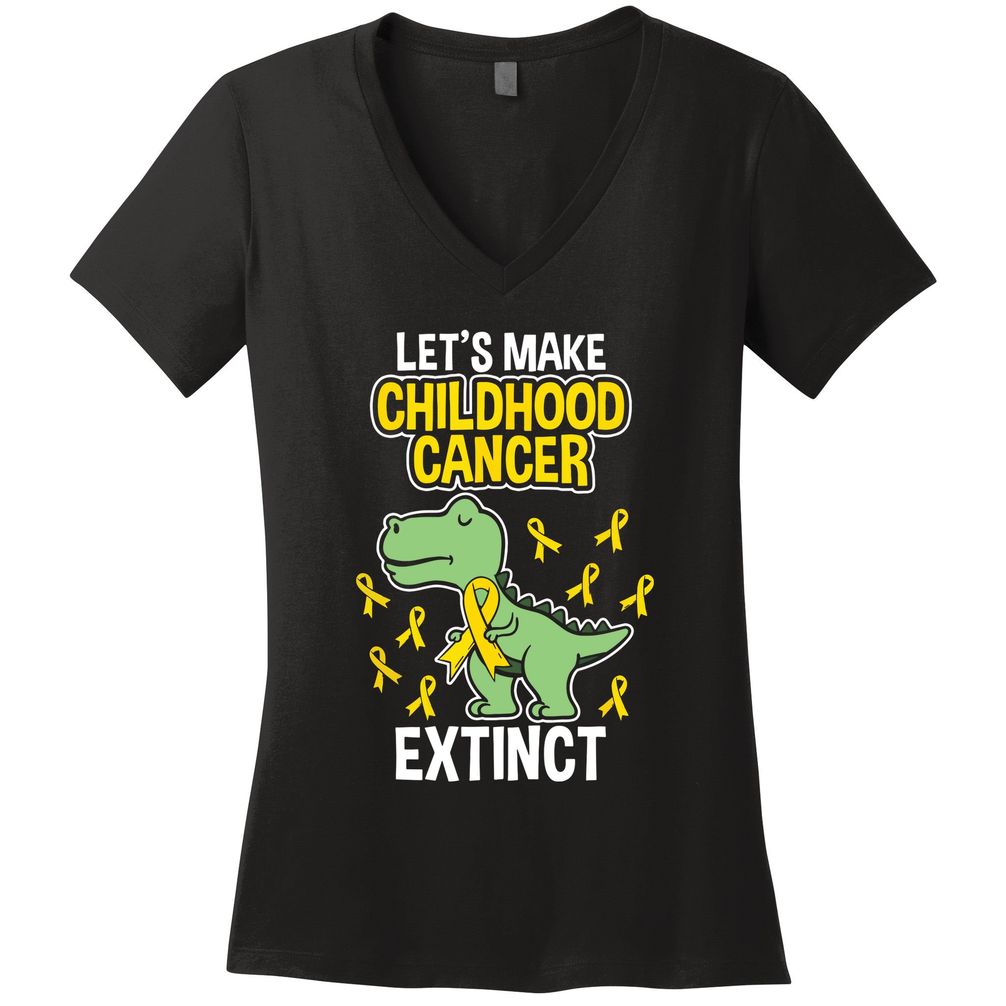 In September We Wear Gold Childhood Cancer Awareness Women's V-Neck T-Shirt