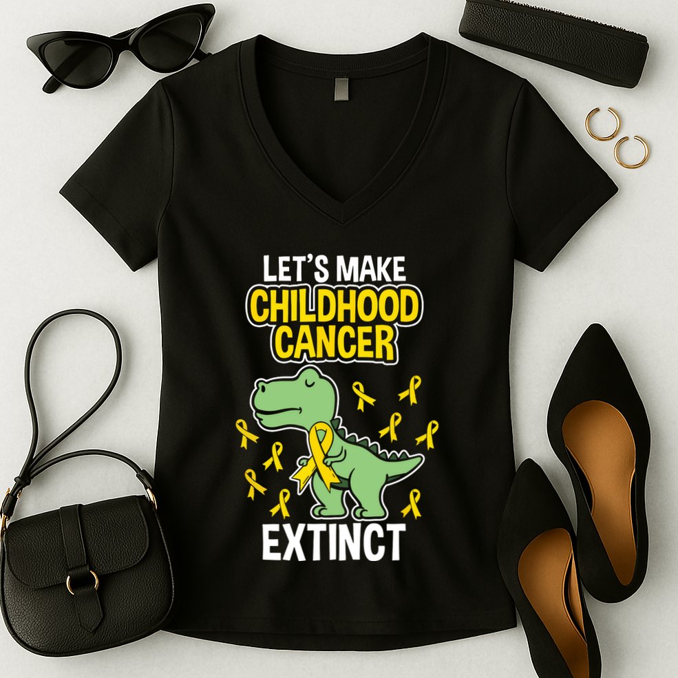 In September We Wear Gold Childhood Cancer Awareness Women's V-Neck T-Shirt