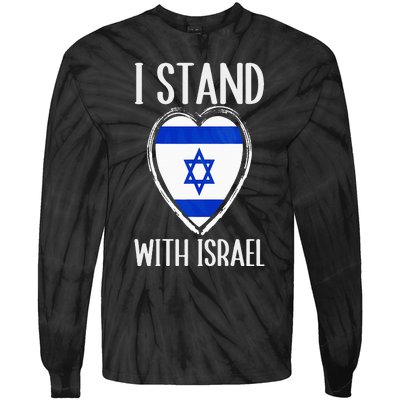 I Stand With Israel Patriotic Israel Flag Tie-Dye Long Sleeve Shirt