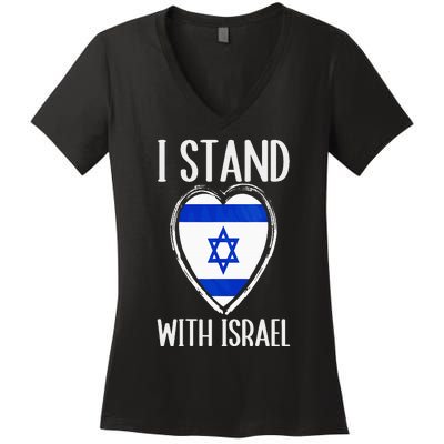 I Stand With Israel Patriotic Israel Flag Women's V-Neck T-Shirt