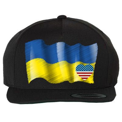 I Stand With Ukraine With Heart American Flag Gift Wool Snapback Cap