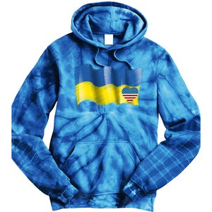 I Stand With Ukraine With Heart American Flag Gift Tie Dye Hoodie