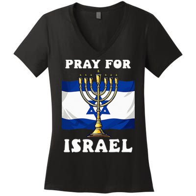 I Stand With Israel Support Israel Strong Pray For Israel Women's V-Neck T-Shirt