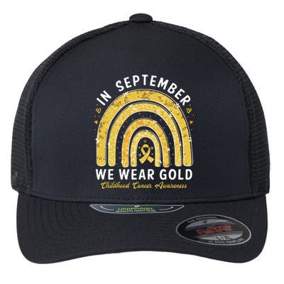 In September We Wear Gold Childhood Cancer Awareness Flexfit Unipanel Trucker Cap