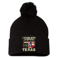 I Stand With Texas Pom Pom 12in Knit Beanie