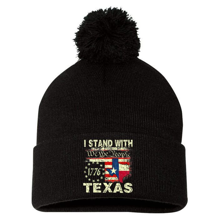 I Stand With Texas Pom Pom 12in Knit Beanie