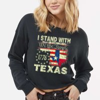 I Stand With Texas Cropped Pullover Crew