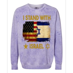 I Stand With Israel I Stand With Israel America Flag Colorblast Crewneck Sweatshirt