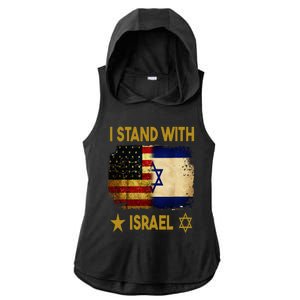 I Stand With Israel I Stand With Israel America Flag Ladies PosiCharge Tri-Blend Wicking Draft Hoodie Tank