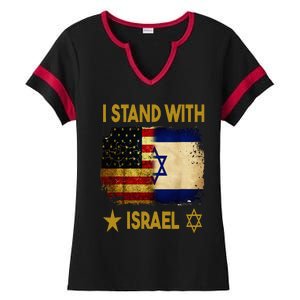 I Stand With Israel I Stand With Israel America Flag Ladies Halftime Notch Neck Tee