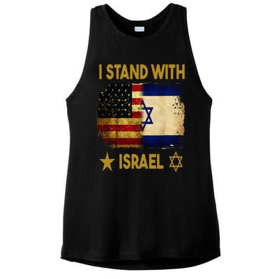 I Stand With Israel I Stand With Israel America Flag Ladies PosiCharge Tri-Blend Wicking Tank