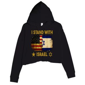 I Stand With Israel I Stand With Israel America Flag Crop Fleece Hoodie