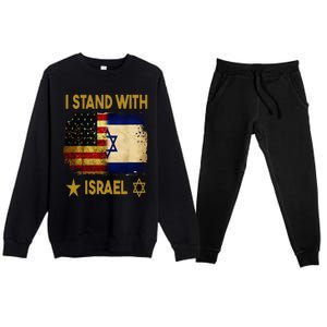 I Stand With Israel I Stand With Israel America Flag Premium Crewneck Sweatsuit Set