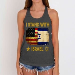 I Stand With Israel I Stand With Israel America Flag Women's Knotted Racerback Tank