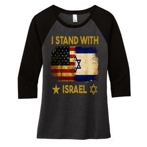 I Stand With Israel I Stand With Israel America Flag Women's Tri-Blend 3/4-Sleeve Raglan Shirt