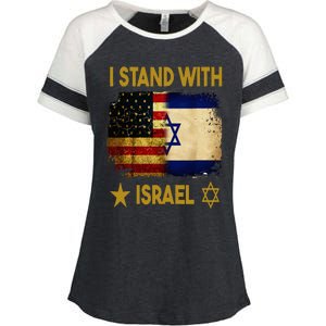 I Stand With Israel I Stand With Israel America Flag Enza Ladies Jersey Colorblock Tee